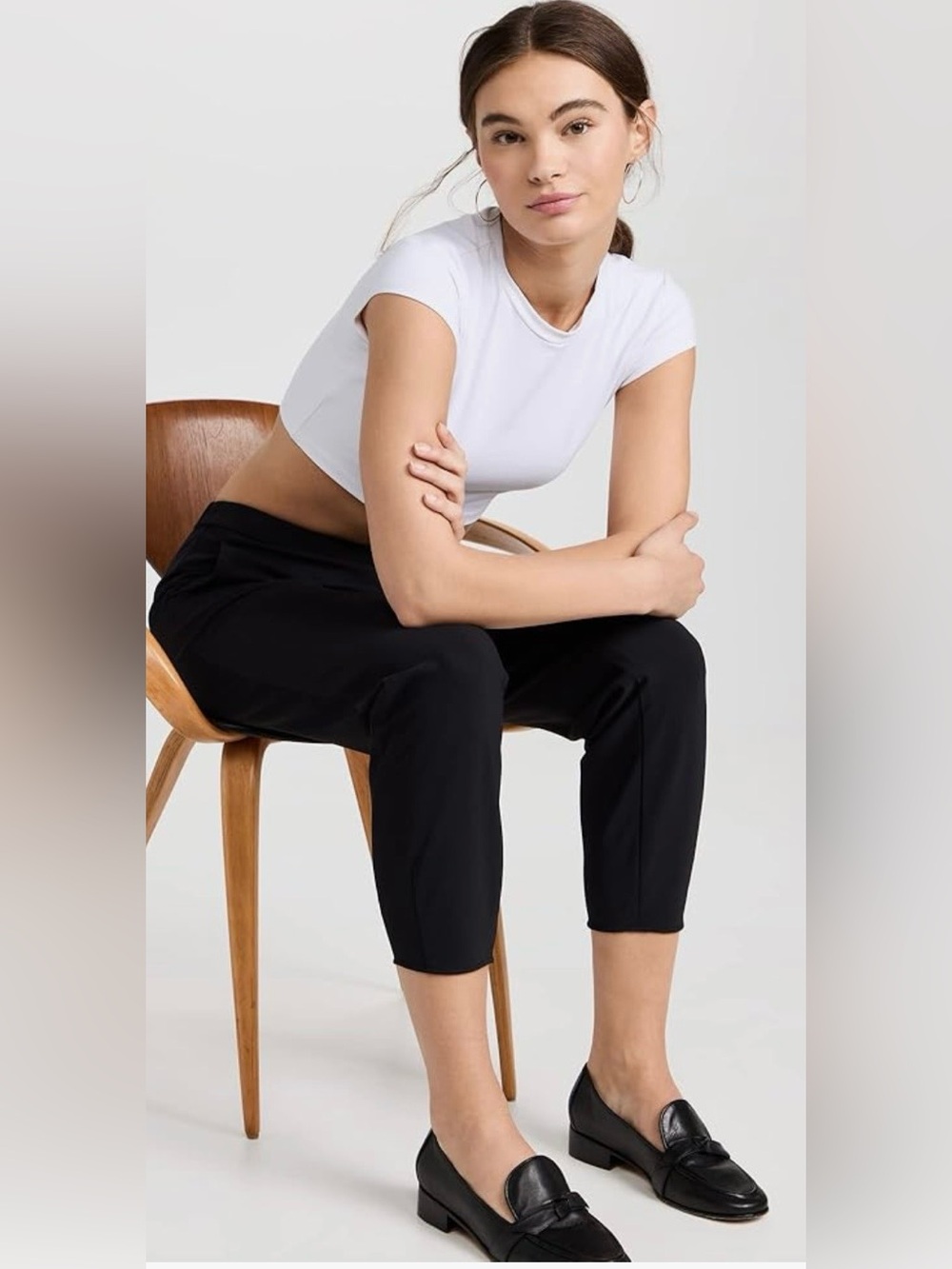 Theory Black Tapered Dart Precision Ponte Ankle Pants